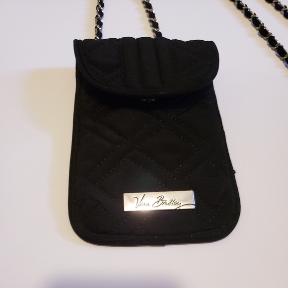 Vera Bradley Crossbody Cell Phone Black Quilted Purse Wallet - Picture 4 of 10